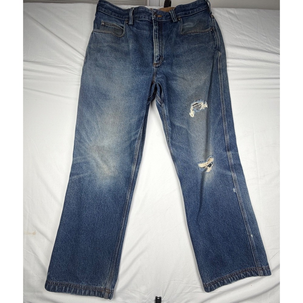 Duluth Trading Co Ballroom Blue Jeans Mens 36x30 Distressed Cotton Work Pants